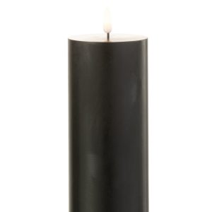 J-Line cilinderkaars – zwart – large – LED lichtjes