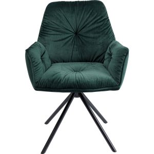 Kare Design Draaistoel met armleuningen Mila groen fluweel