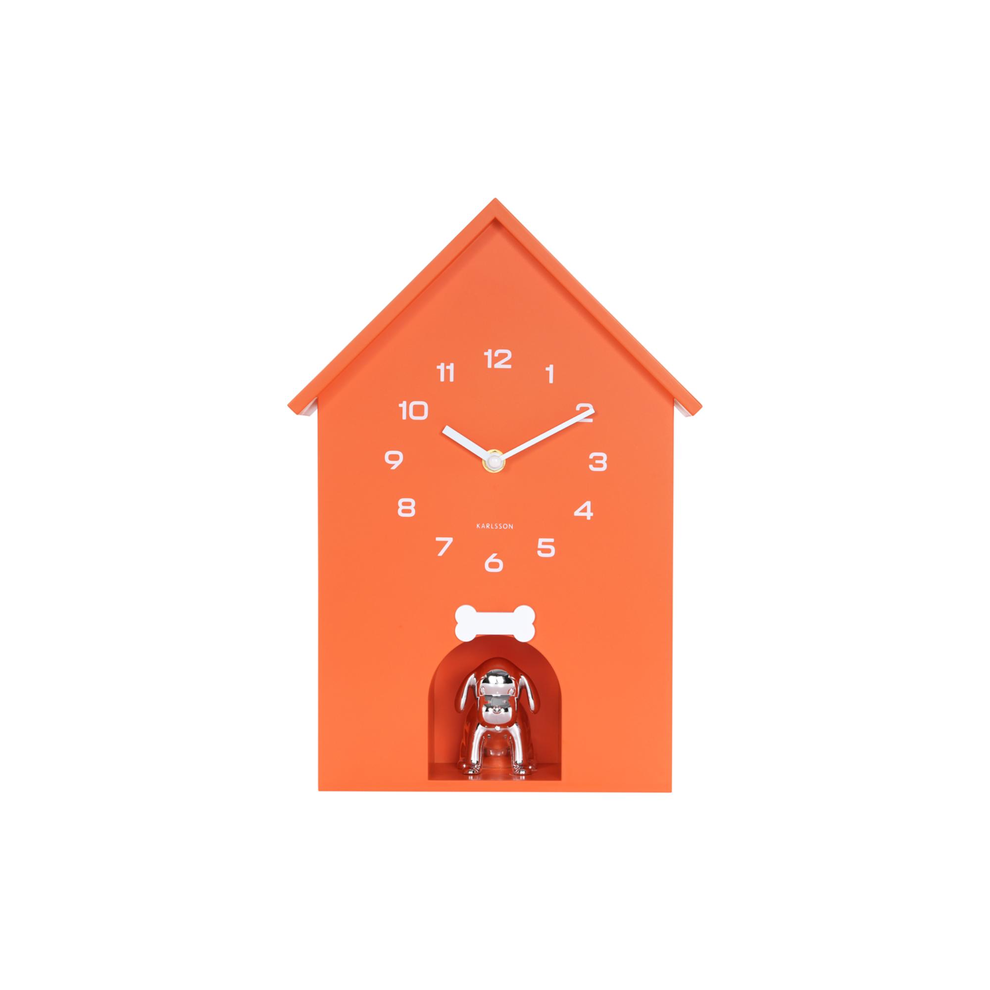 Karlsson wandklok Dog House - oranje - 24.9x9x27cm