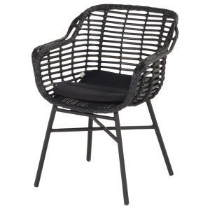 Hartman Tuinstoel Cecilia – Zwart Wicker – Zithoogte 44cm