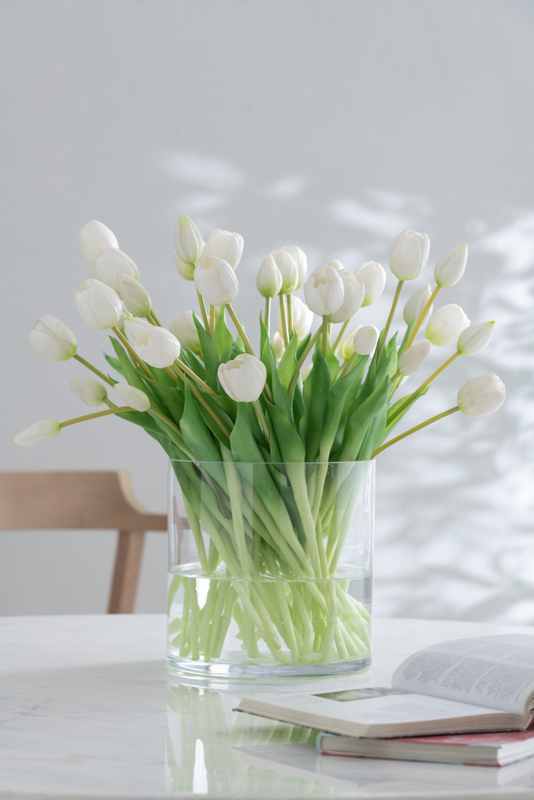 J-Line boeket Tulpen 7 stuks - kunststof - wit - large