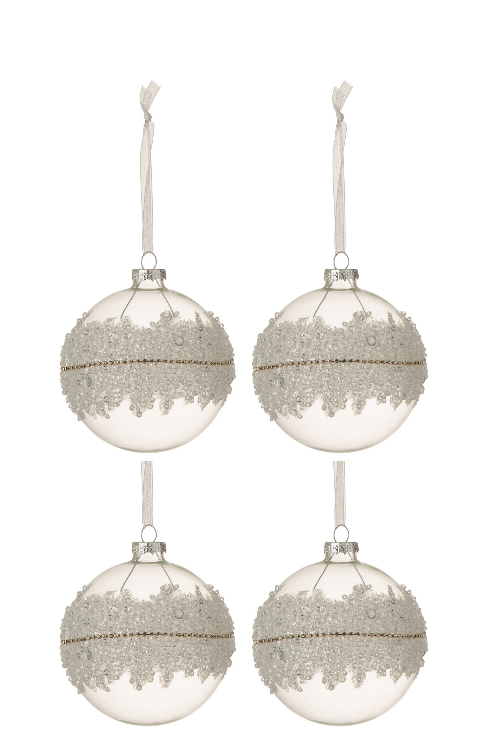 J-Line kerstbal Suiker Midden Diamanten Lijn - glas Klaar - medium - d