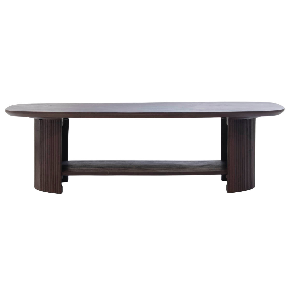 Giga Meubel Salontafel Lorna - Deens Ovaal Donkerbruin Hout - 130x70x3