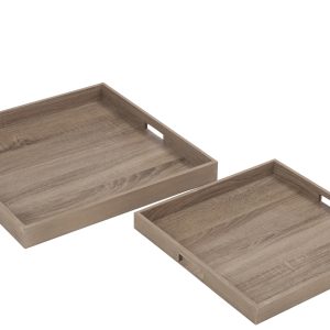 J-Line plateau Vierkant – dienblad – hout – naturel – 2 stuks J-Line plateau Vierkant – dienblad – hout – naturel – 2 stuks