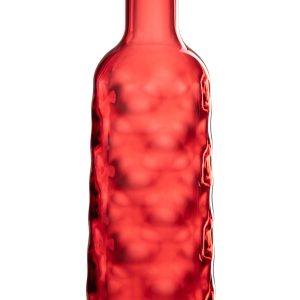 J-Line decoratie fles Gehamerd – kunststof – rood – giftbox