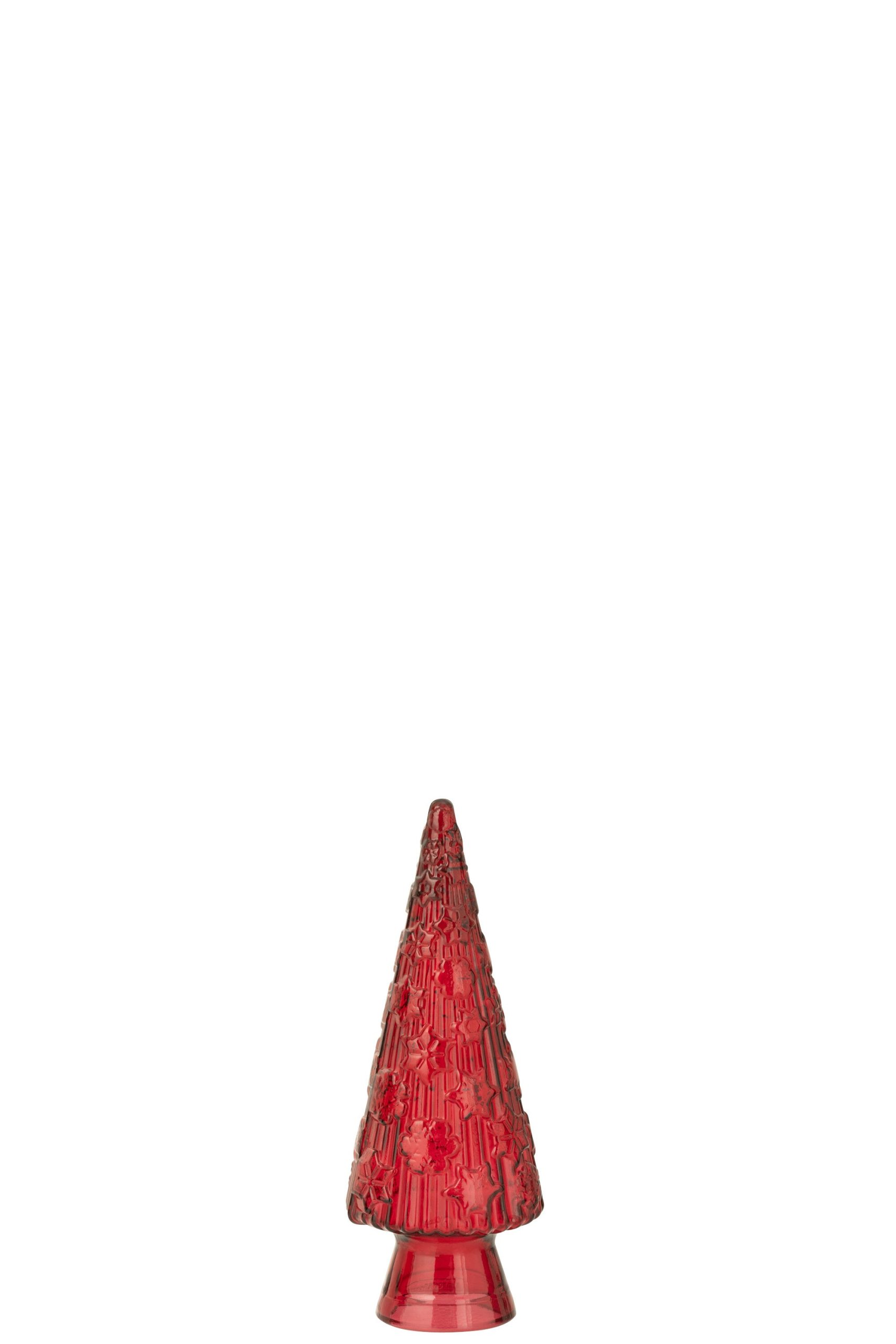 J-Line decoratie Kerstboom Kegel - glas - rood - small