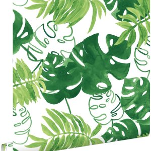 ESTAhome behang geschilderde tropische jungle bladeren groen 53 cm x 1 ESTAhome behang geschilderde tropische jungle bladeren groen 53 cm x 1