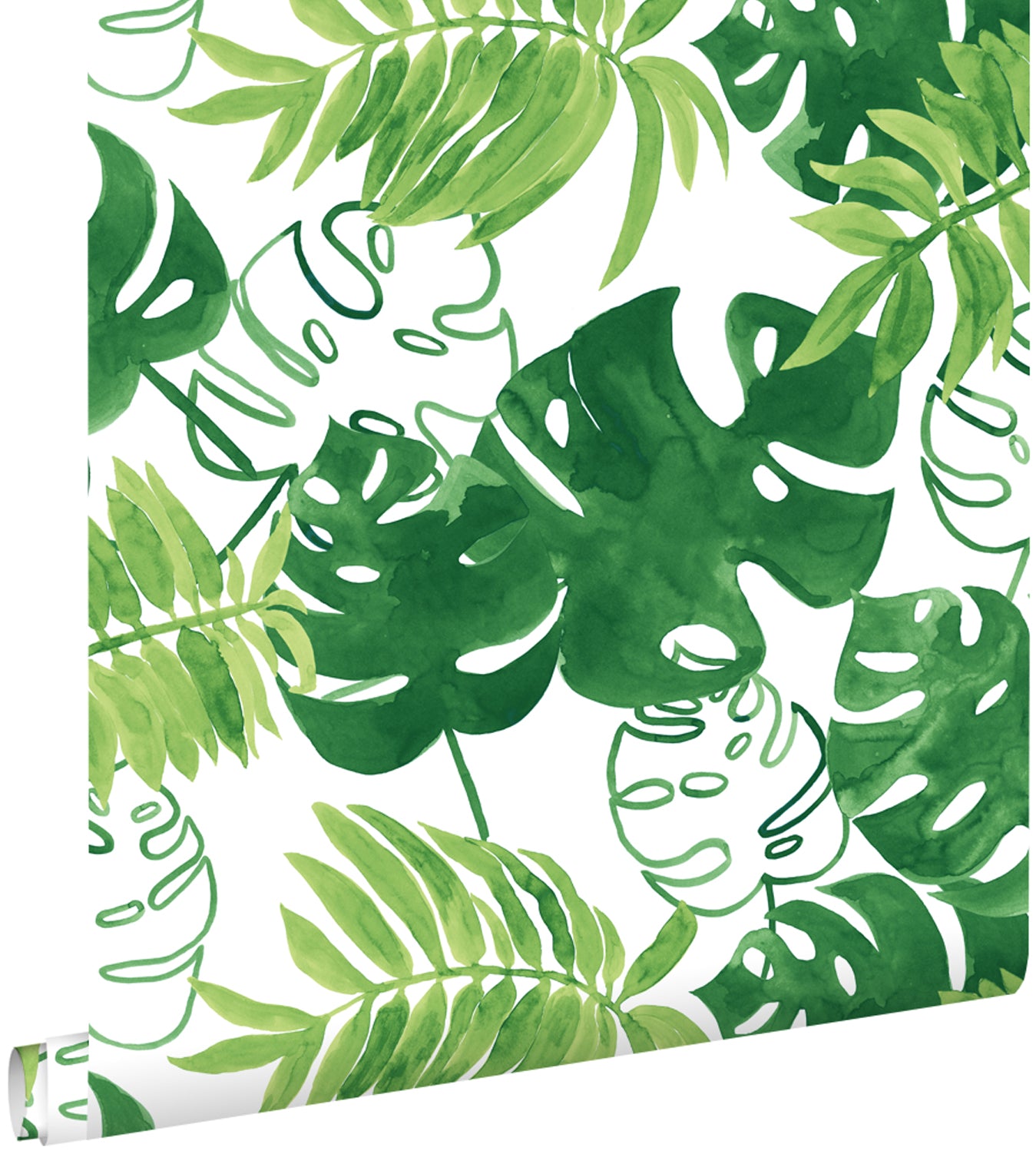 ESTAhome behang geschilderde tropische jungle bladeren groen 53 cm x 1