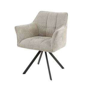 Giga Meubel Eetkamerstoel Raster – Zand Bouclé – Draaibaar – Set van 2 Giga Meubel Eetkamerstoel Raster – Zand Bouclé – Draaibaar – Set van 2