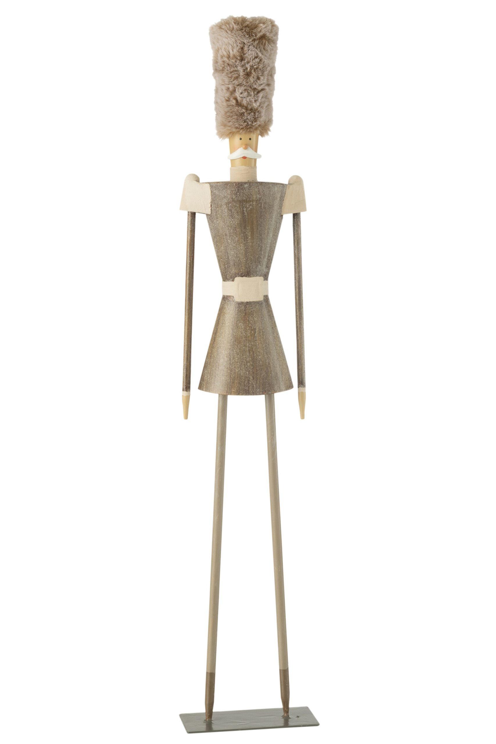 J-Line figuur soldaat bont hoed - metaal - grijs - large