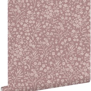 ESTAhome behang bloemetjes oudroze – 53 cm x 10.05 m – 131133