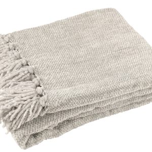 J-Line deken Chenille – polyester – grijs
