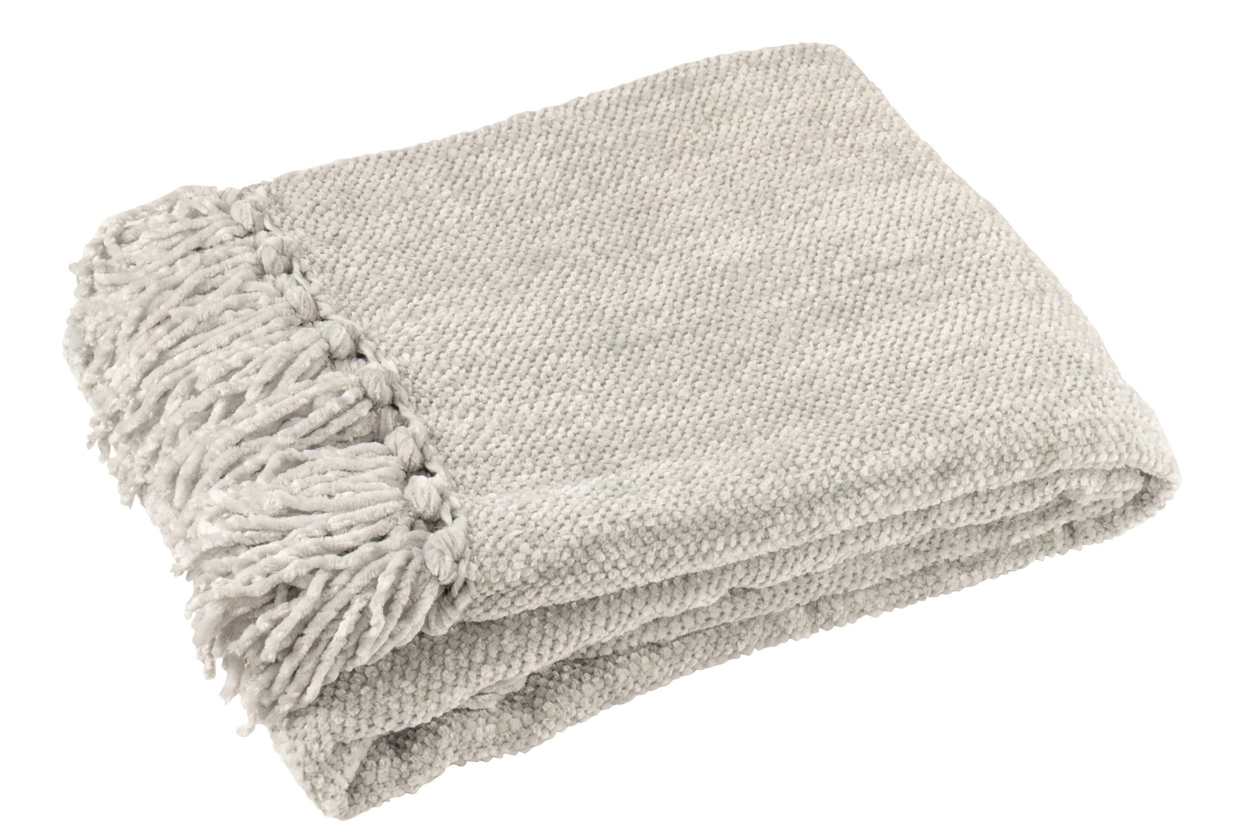 J-Line deken Chenille - polyester - grijs