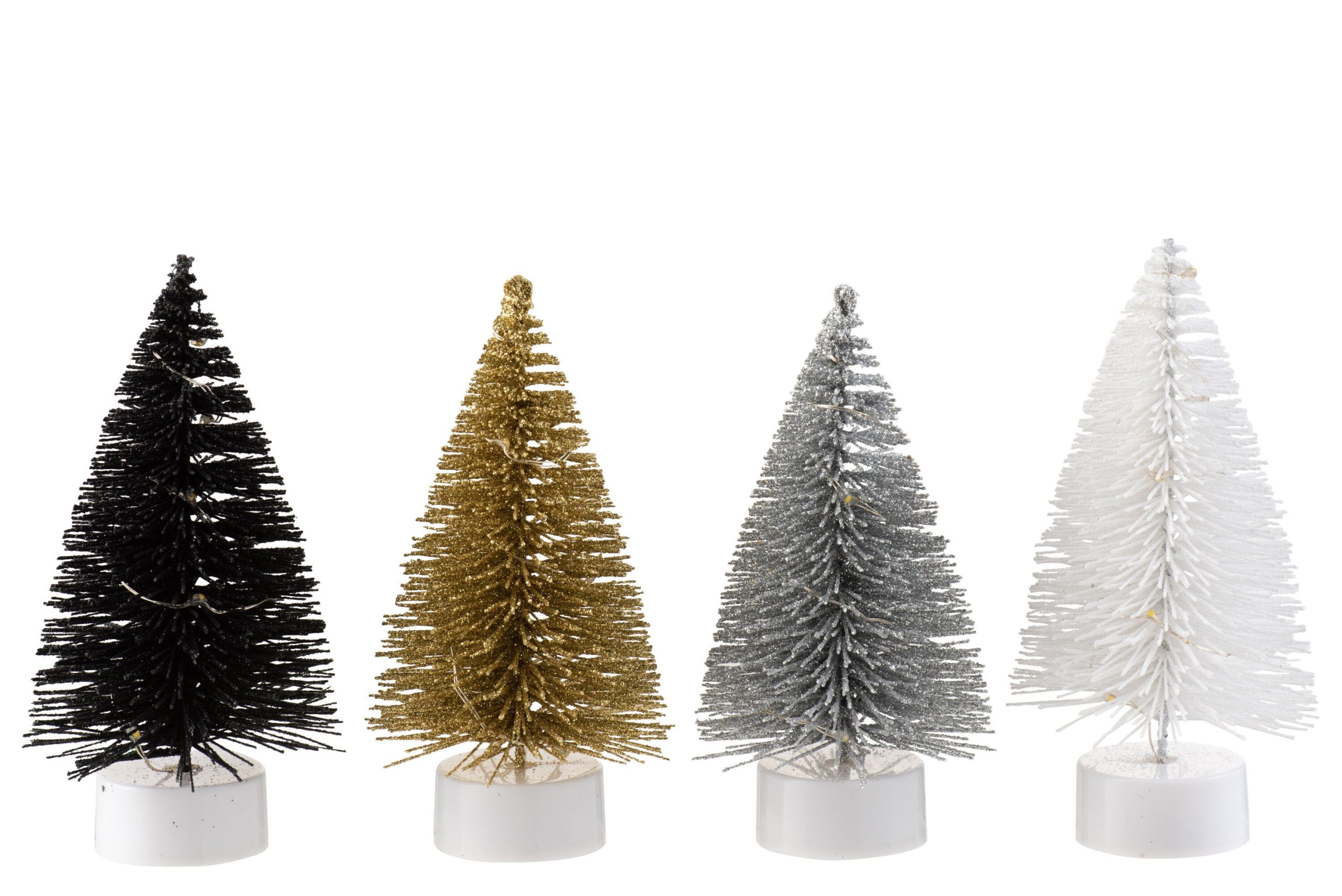 J-Line display Kerstboom - kunststof - wit/zilver/goud/zwart - 12 stuk