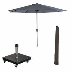 Garden Impressions stokparasol Lotus d grijs Ø300 cm met 40kg Eureka v Garden Impressions stokparasol Lotus d grijs Ø300 cm met 40kg Eureka v