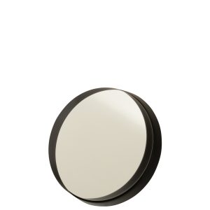 J-Line spiegel Rond Boord – metaal – zwart – small – Ø 30 cm