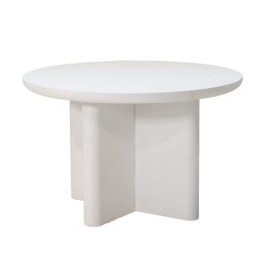 Giga Meubel Tuintafel Miso – Rond 120cm – Wit betonlook – Acryl Coatin