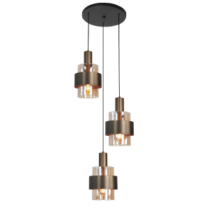 Highlight hanglamp Marrone – 3 lichts – 30 x 150 cm – brons Highlight hanglamp Marrone – 3 lichts – 30 x 150 cm – brons
