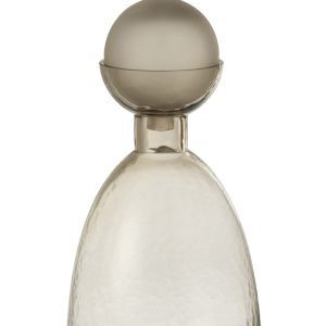 J-Line vaas Fles + Dop Yara – glas – grijs – medium – Ø 18 cm