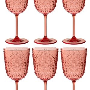 J-Line wijnglas Acryl – kunststof – rood – doos van 6