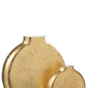 J-Line vaas Miki – glas – transparant/goud – large – 25.5 cm hoog