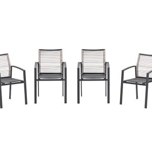 Garden Impressions Cosmo tuinstoelen set van 4 – carbon black / rope n