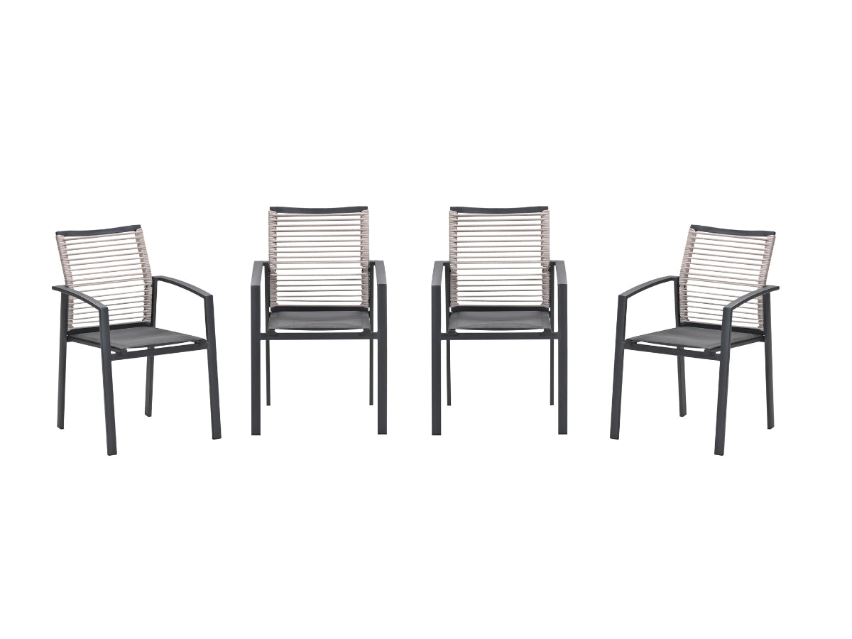 Garden Impressions Cosmo tuinstoelen set van 4 – carbon black / rope n