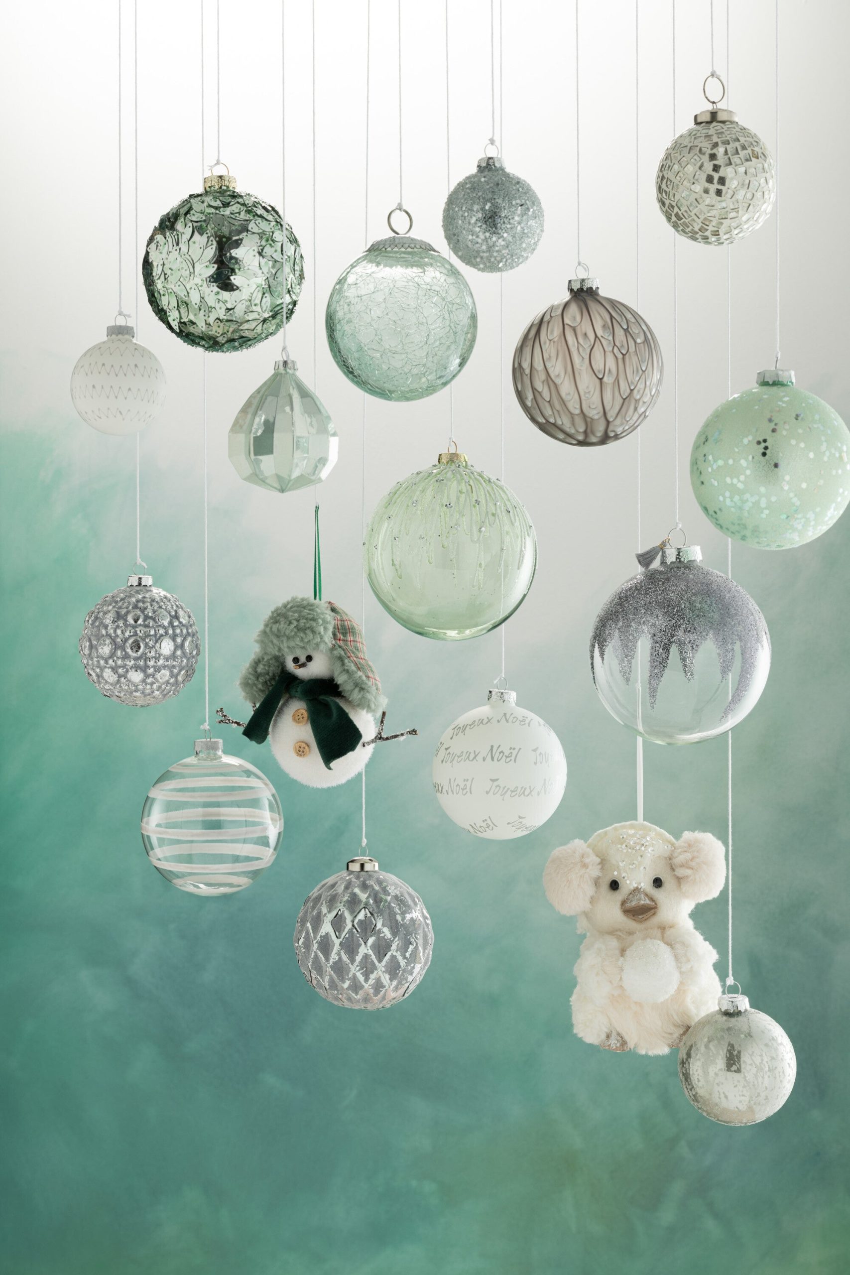 J-Line kerstbal Xmas - glas - wit/zilver - doos van 4 stuks