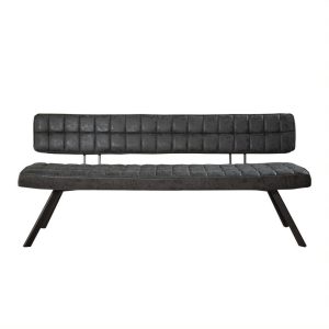 Giga Meubel Eetkamerbank Kruisstiksel – Zwart Kunstleer – 180cm