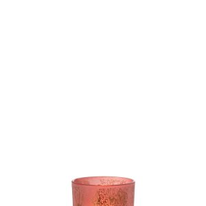 J-Line windlicht Bloemen – glas – rood/goud – small