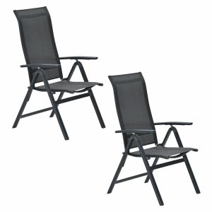 Garden Impressions Tuinstoel Siena verstelbaar donker grijs – 2 stuks