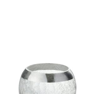 J-Line kaarshouder Bol Craquelé – glas – transparant/zilver – small – J-Line kaarshouder Bol Craquelé – glas – transparant/zilver – small –