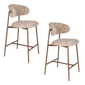 Housecraft Living Claes Barkrukken rugleuning 65 cm Multi – Set van 2 Housecraft Living Claes Barkrukken rugleuning 65 cm Multi – Set van 2