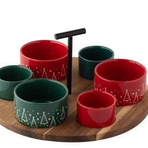 J-Line tapasplank – hout – rood/groen – large