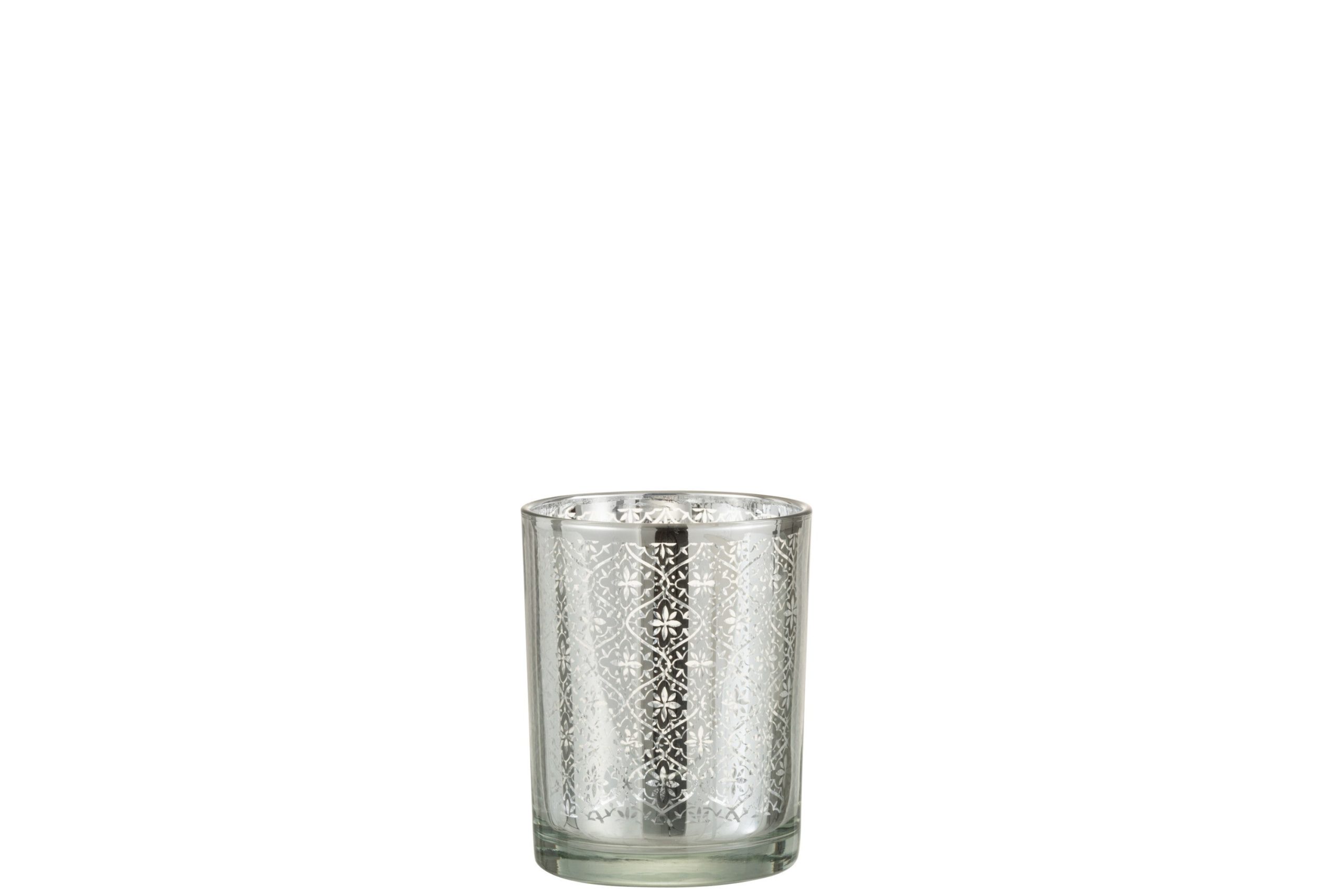 J-Line windlicht Oosters - glas - zilver - small - 2 stuks