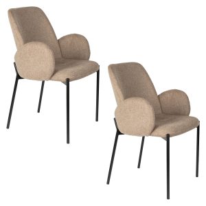 Housecraft Living Tjarda Eetkamerstoelen Armleuning Bruin – Set van 2