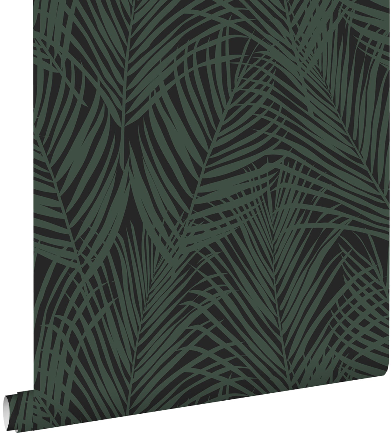 ESTAhome behang palmbladeren donkergroen en zwart - 53 cm x 10.05 m -