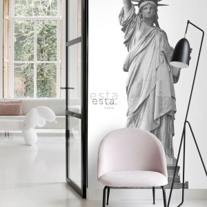 ESTAhome fotobehang New York statue of liberty grijs – 93 x 279 cm – 1 ESTAhome fotobehang New York statue of liberty grijs – 93 x 279 cm – 1