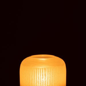 J-Line vaas Strepen – glas – lichtgeel – small – Ø 17 cm