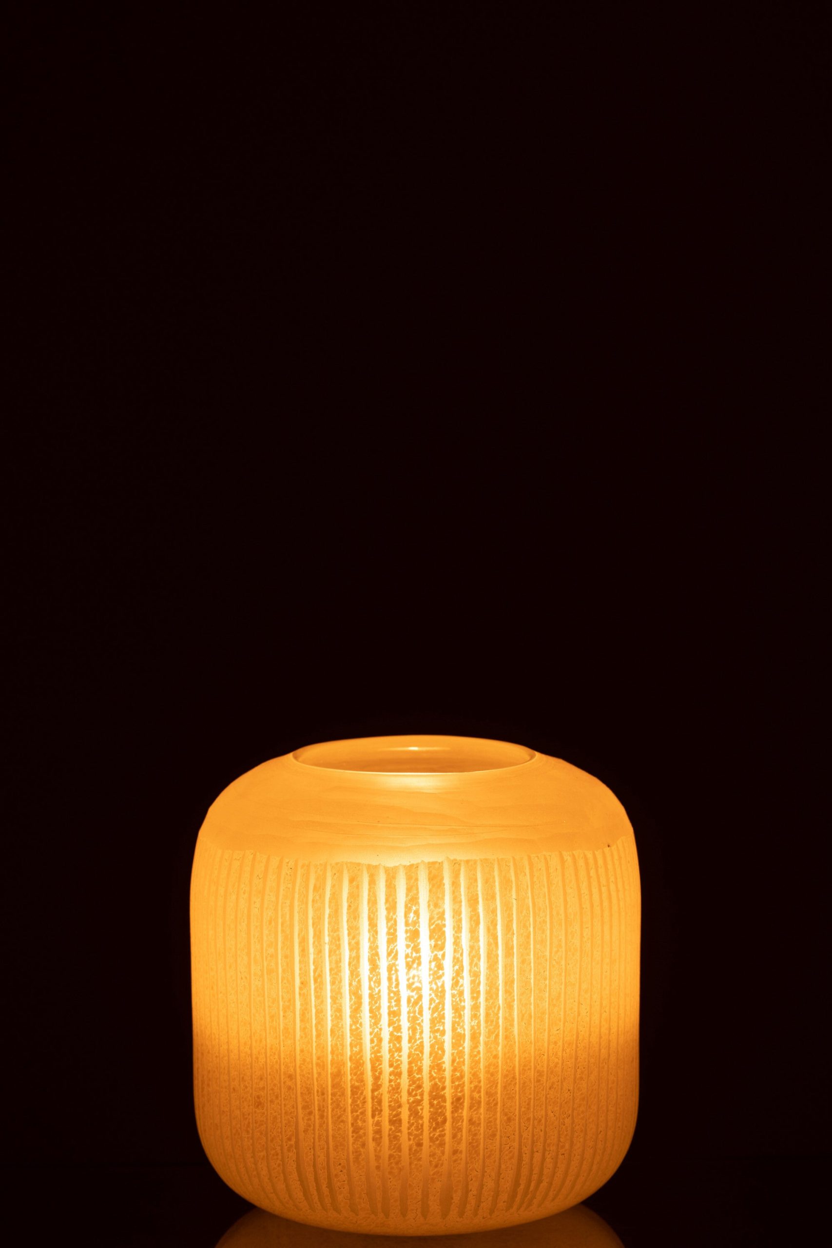 J-Line vaas Strepen - glas - lichtgeel - small - Ø 17 cm
