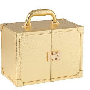 J-Line juwelendoos met handvat – kunstleder – goud J-Line juwelendoos met handvat – kunstleder – goud