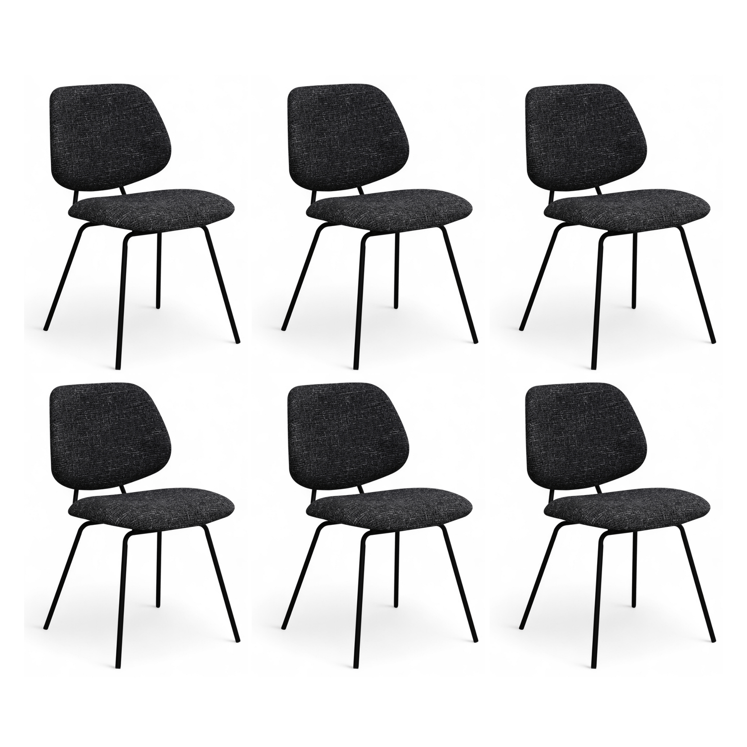 Furnhouse eetkamerstoel Sofia - Zwart - Stof (Bouclé) - Set van 6