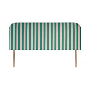 Gestoffeerd fluwelen hoofdbord met strepen groen en roze 190x97cm Gestoffeerd fluwelen hoofdbord met strepen groen en roze 190x97cm