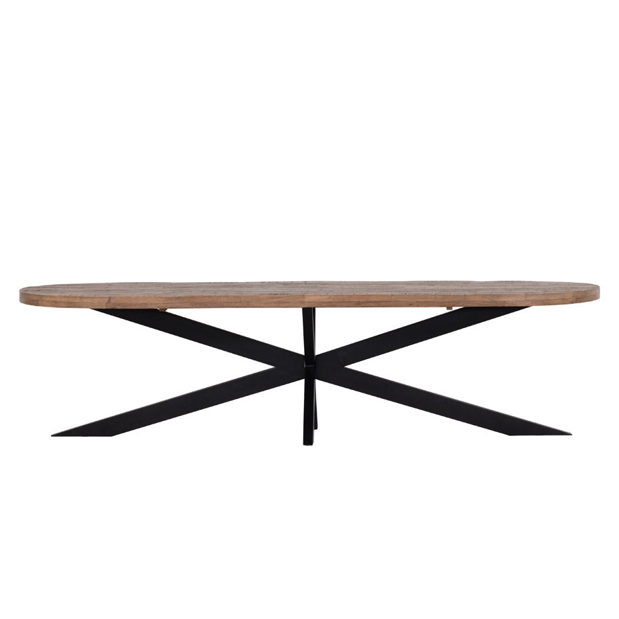 Giga Meubel Eettafel Barn - Naturel Mangohout Metaal - 300x100x78cm