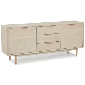 Furnhouse 3-deurs dressoir Nyborg – Witte olie – MDF, Eikenfineer – 45
