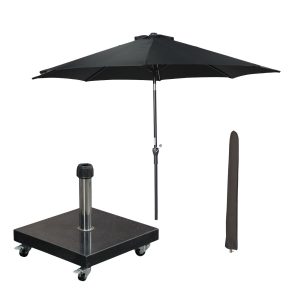 Garden Impressions stokparasol Lotus zwart Ø300 cm met Eureka voet en