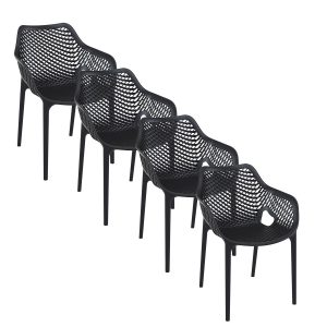 Garden Impressions tuinstoel Air XL design zwart – 4 stuks