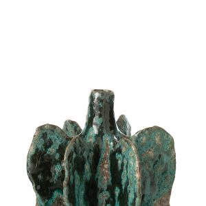 J-Line vaas Naga – keramiek – azuur/bruin – medium – Ø 18 cm