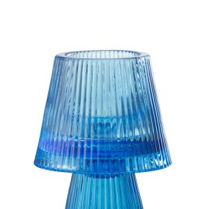 J-Line theelichthouder Hoed – glas – blauw