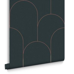 Graham & Brown Vliesbehang – Lancet Green & Rose gold – 10mx52cm